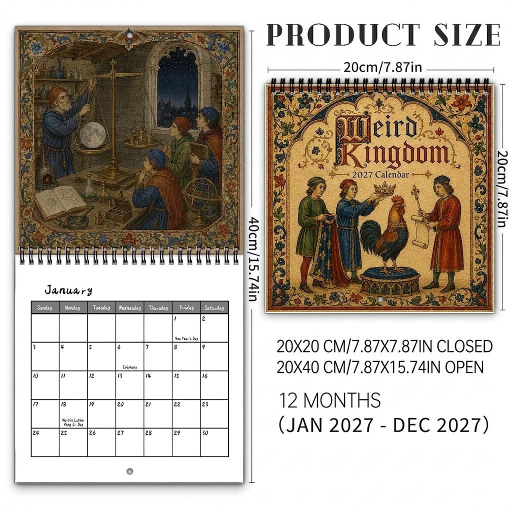 🔥LAST DAY 48% OFF - 👑Weird Kingdom 2027 Wall Calendar – 12 Months of Curious Portraits & Whimsical Moments