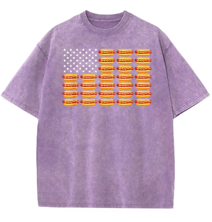 Hot Dog American Flag July 4th Patriotic Summer BBQ Funny T-Shirt