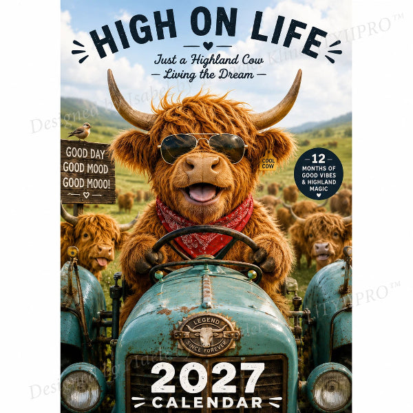 🏡2027 Highland Cow Calendar – 12 Months of Fluffy Fun, Farmhouse Charm & Moo-velous Moments🐮