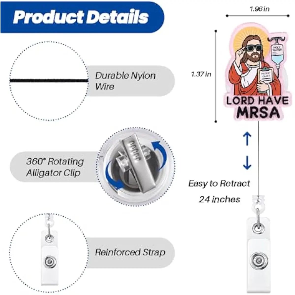 🩺💉 Lord Have MRSA Badge Reel – Funny Retractable ID Holder for Nurses, CNAs & Nursing Students