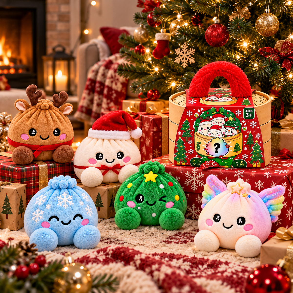 🎄 Mystery Christmas Dumpling Plush – Cute Surprise Plush Basket Gift
