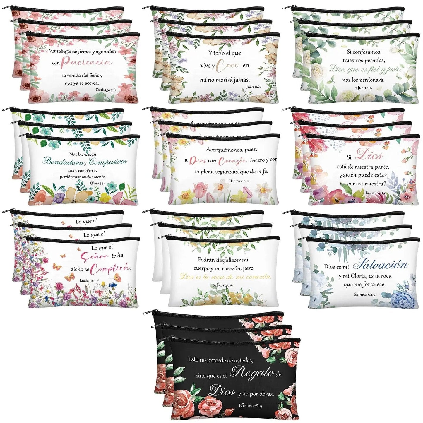 ✝️Christian Makeup Bag Gift for Women Bulk Faith Pocket Bag with Bible Verse Floral Pattern