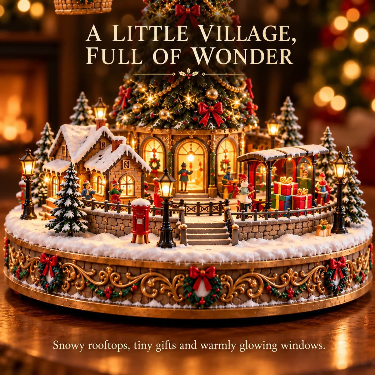Santa’s Sky Journey — Animated Christmas Hot Air Balloon Village with Lights