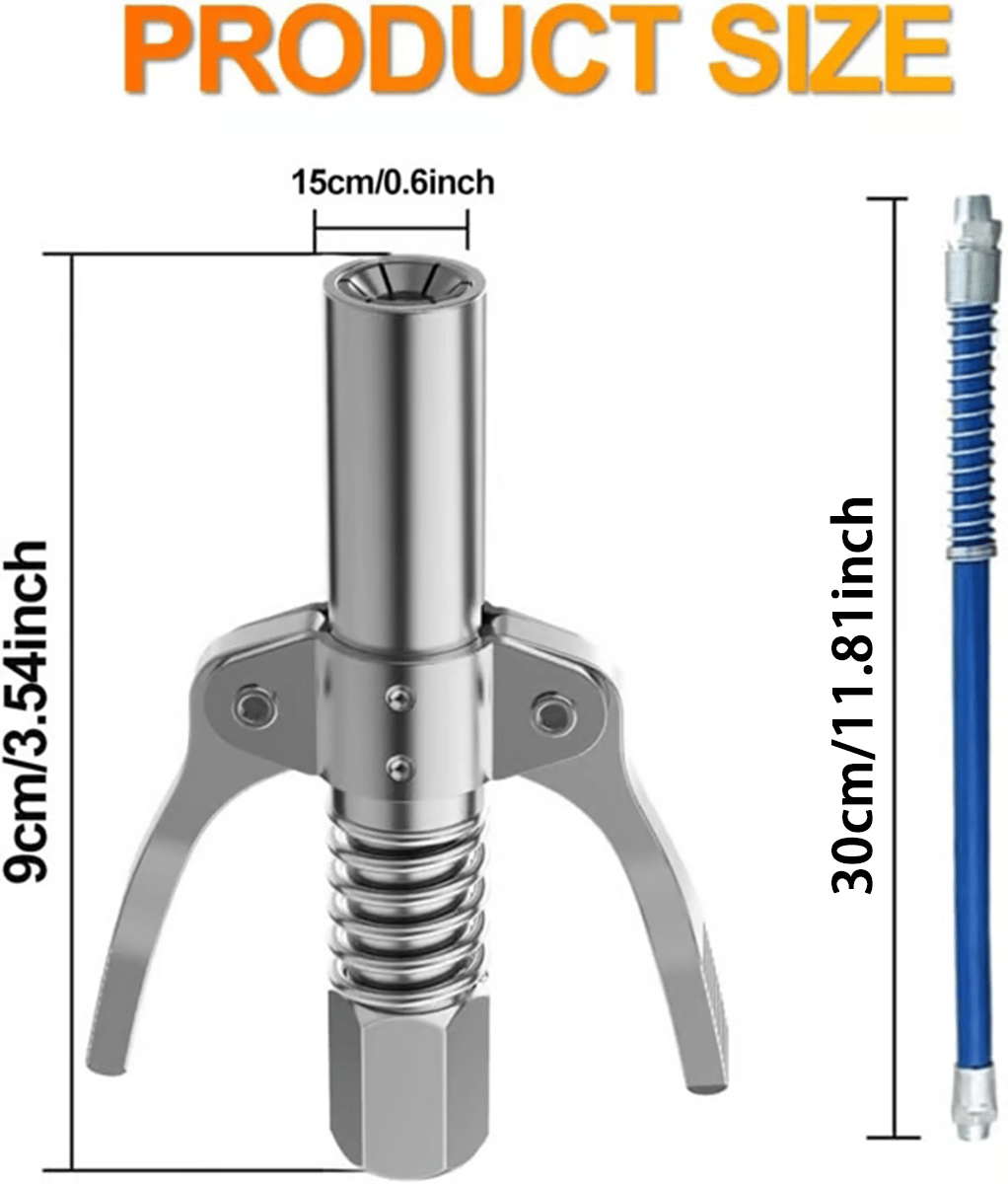 12000PSI 6-Jaw Stainless Steel Leak-Proof Universal Grease Tool Coupler