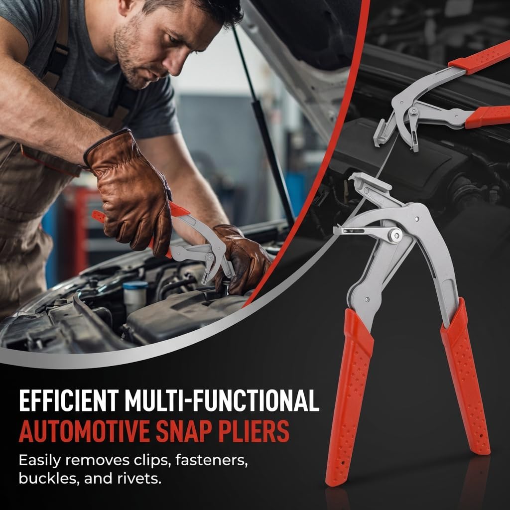 Car Clip Pliers & Trim Removal Tool, Spring-Loaded Fastener Rivet Remover for Auto Door Panels