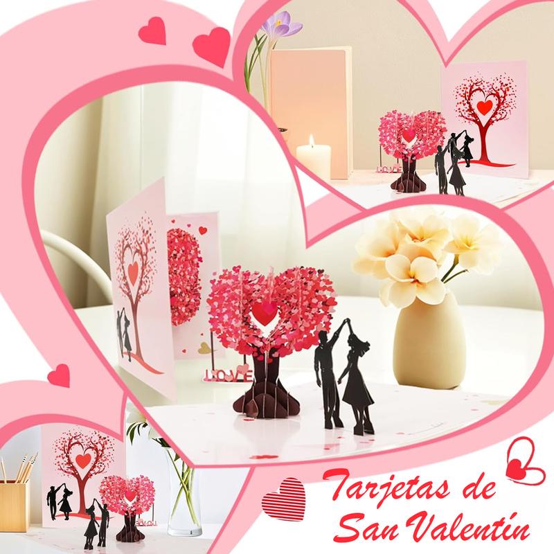 💕 Pop Up Anniversary Card, 3D Valentine's Day Anniversary Card with Love Tree & Hearts