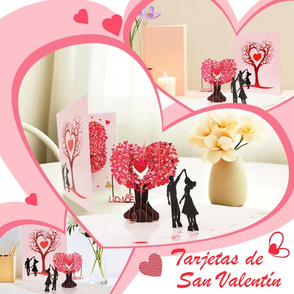 💕 Pop Up Anniversary Card, 3D Valentine's Day Anniversary Card with Love Tree & Hearts