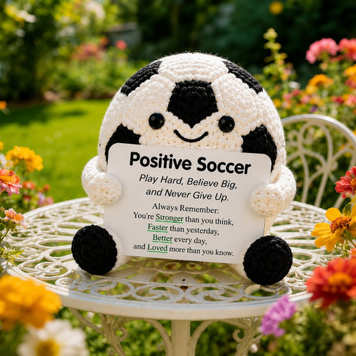 ⚽ Positive Soccer Buddy – Handmade Crochet Encouragement Gift 💚