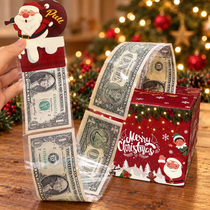 🔥LAST DAY 50% OFF - 💵🎄 Christmas Money Pull Surprise Box 50 Fillable Pockets for Cash, Treats, Notes & More 🎁