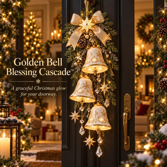 🔔✨ 49% Off ✨✨ Golden Bell Blessing Cascade™ – Illuminated Christmas Door Decoration