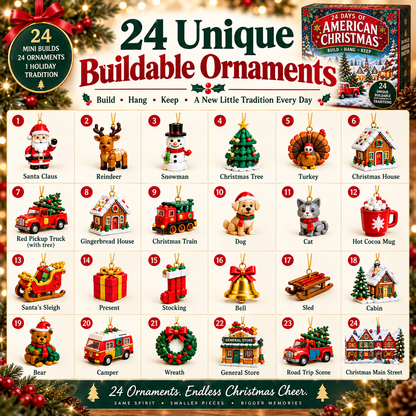 24 Days of American Christmas Advent Calendar – 24 Mini Christmas Toy Ornaments