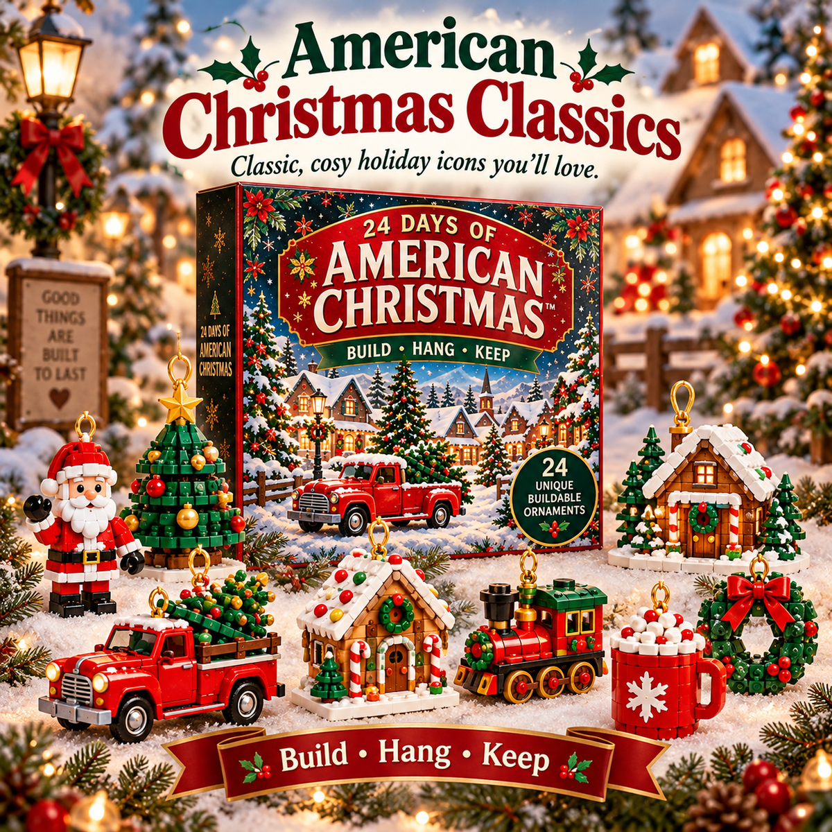 24 Days of American Christmas Advent Calendar – 24 Mini Christmas Toy Ornaments