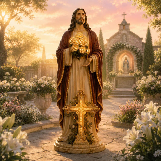 💛 Blessed Light of Jesus Garden Sculpture（8in）