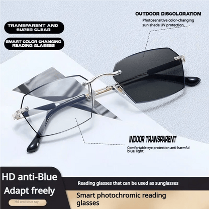 All-Black Progressive Reading Glasses for Seniors Auto-Adjusting Lenses • Clear Indoors & Outdoors • UV & Blue Light Protection
