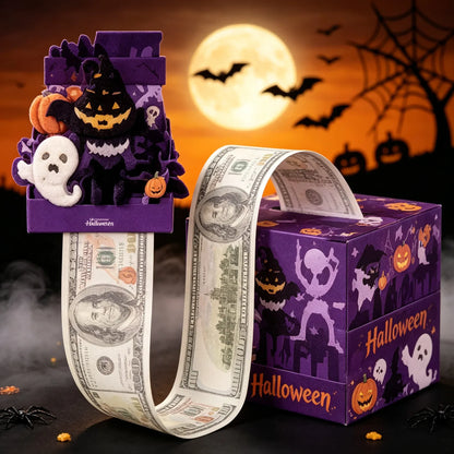 🔥LAST DAY 50% OFF - 💵🎄 Christmas Money Pull Surprise Box 50 Fillable Pockets for Cash, Treats, Notes & More 🎁