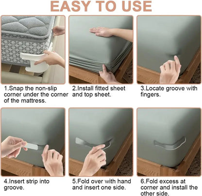 4pc Bed Sheet Holder Strips for Mattress - Secure Fit & No Slipping