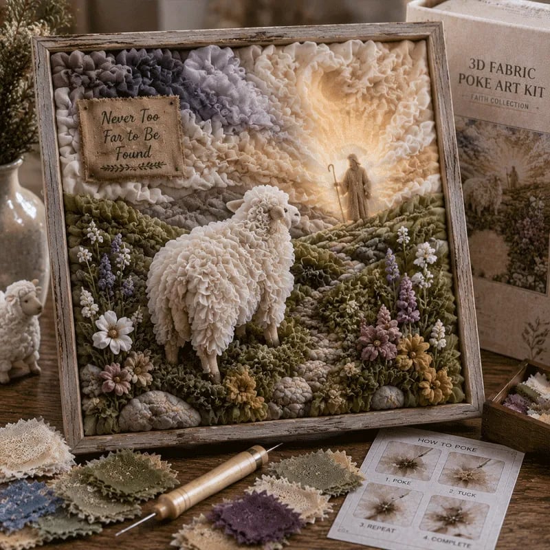 🔥 LAST DAY 49% OFF – ✝️🧵 Premium 3D Christian Fabric Poke Art Kit | No-Sew Faith Craft with Pre-Punched Board, Fabric Squares & Display Stand 🕊️✨
