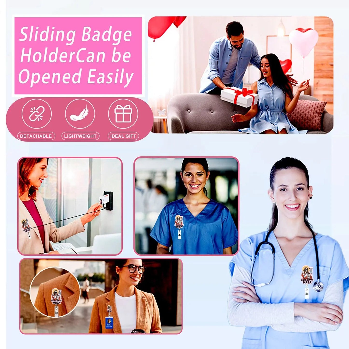 🩺💉 Lord Have MRSA Badge Reel – Funny Retractable ID Holder for Nurses, CNAs & Nursing Students