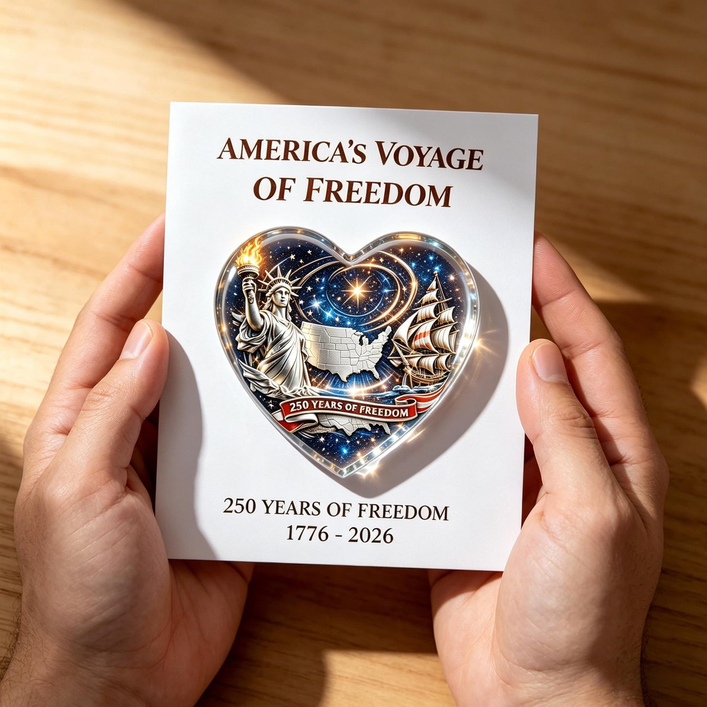 💟America's Voyage of Freedom 250th Anniversary Heart Keepsake