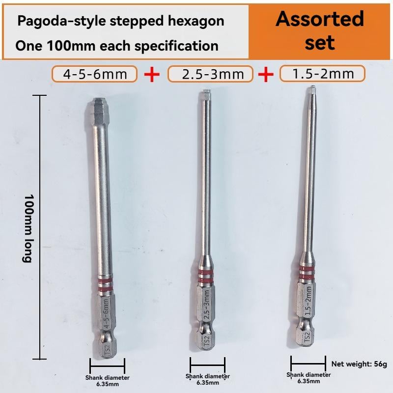 🔧 All-in-One Pagoda Hex Screwdriver Bit Set (6PCS)
