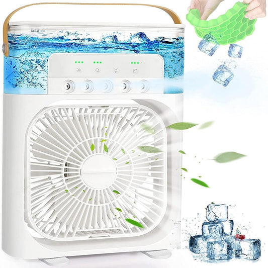 Portable Misting Desk Fan – USB Rechargeable Air Cooler with 3 Speeds & Humidifier