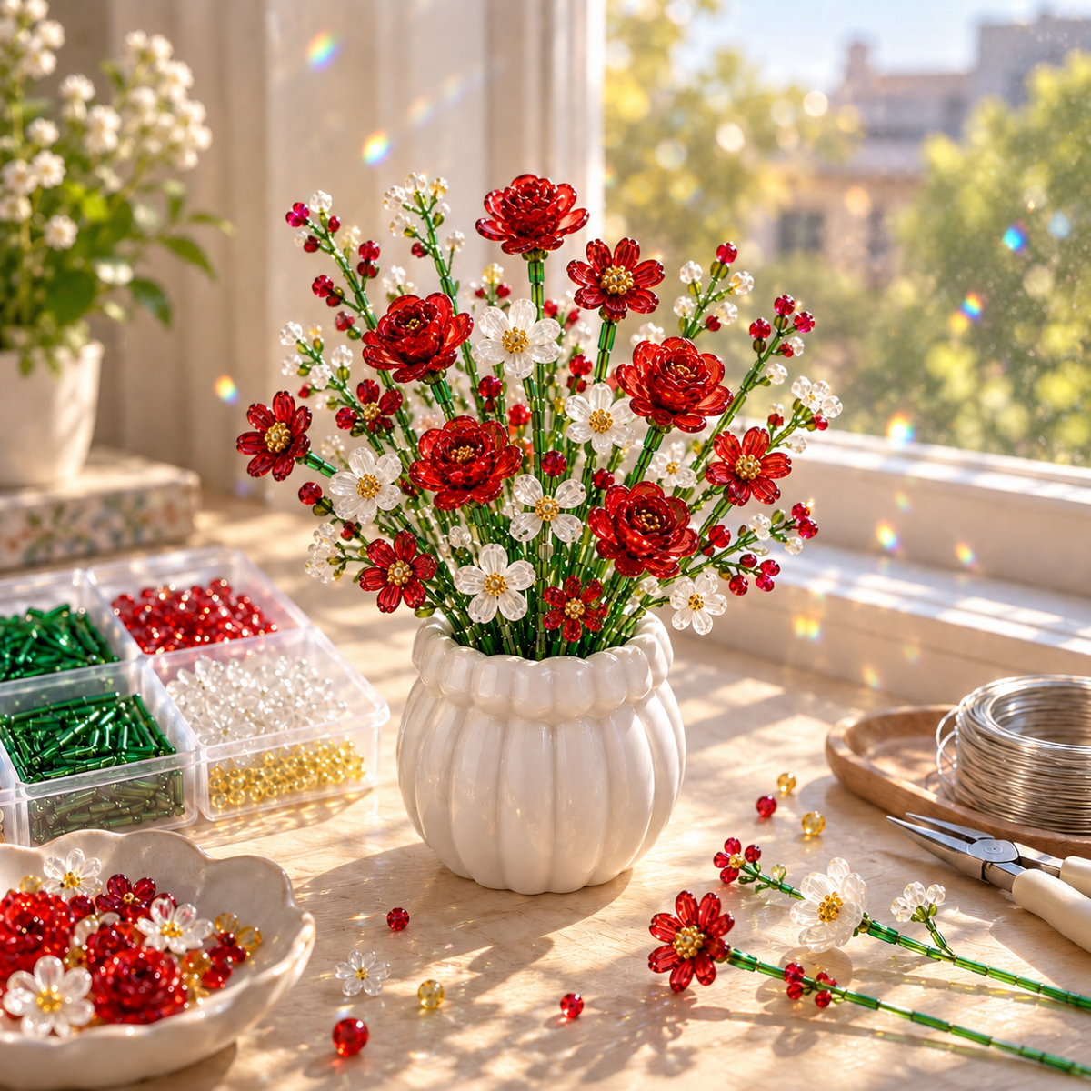 ⏳ Last Day 49% OFF –🌼✨DIY Beaded Wildflower Bouquet Kit – Handmade Crystal Flower Craft Set🌸✨