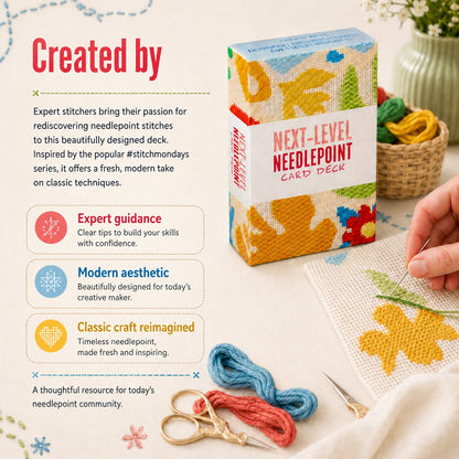 🧵Next-Level Needlepoint Card Deck – 50 Stitch Cards + Techniques for Tapestry Lovers✨(📦Buy 2 Free Shipping)