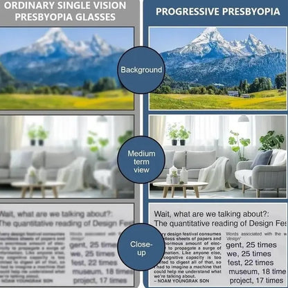All-Black Progressive Reading Glasses for Seniors Auto-Adjusting Lenses • Clear Indoors & Outdoors • UV & Blue Light Protection