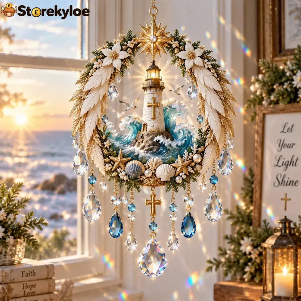 🔥HOT SALE🔥✝️ Christian Crystal Suncatcher | 5 Faith-Inspired Window Designs with Cascading Rainbow Crystals ✨ - 🌊
