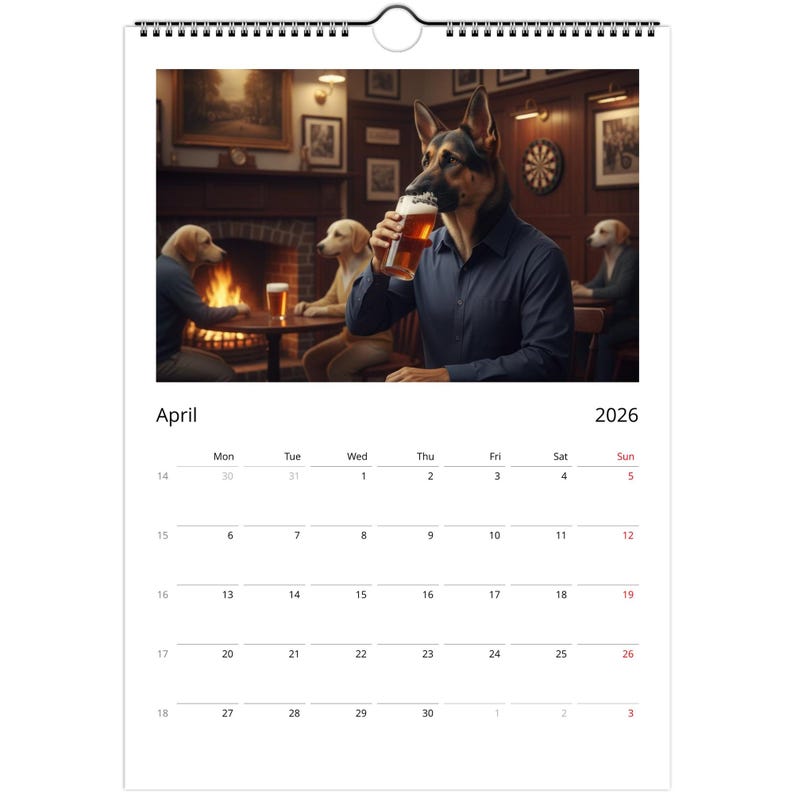German Shepherd (Alsatian) Calendar 2026 - Daily Activities
