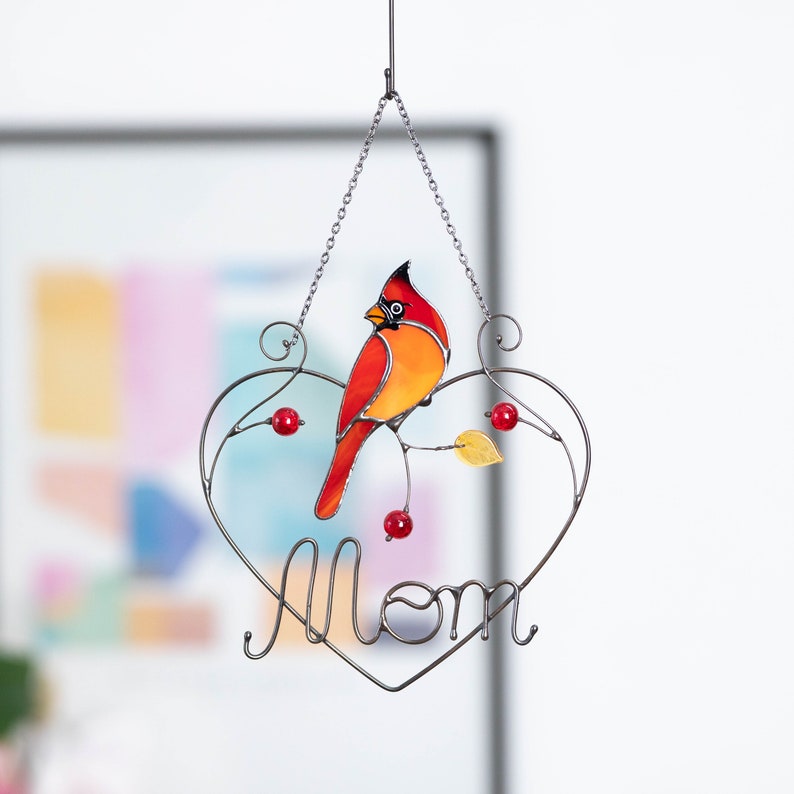 Redbird Stained Glass Window Decoration