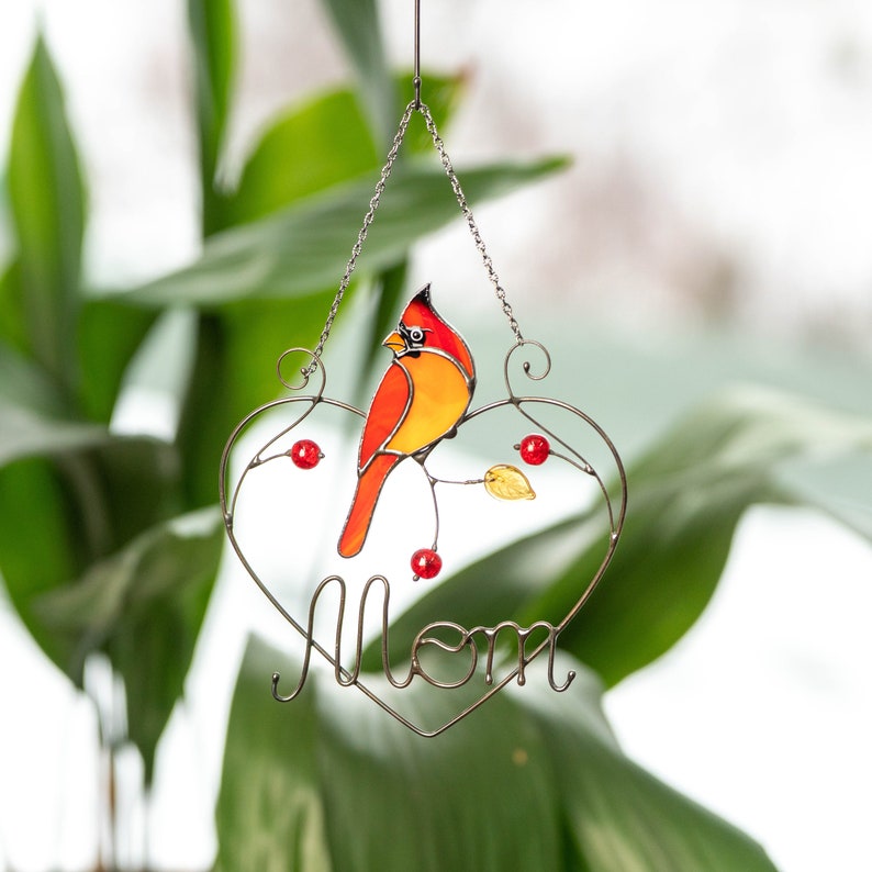 Redbird Stained Glass Window Decoration