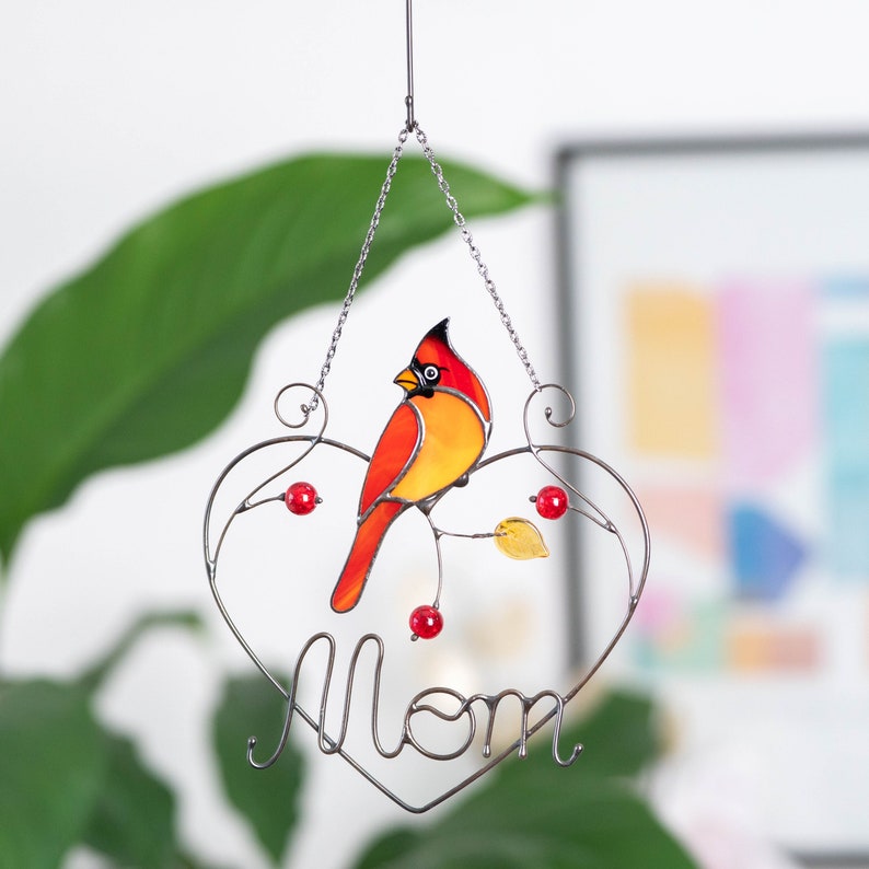 Redbird Stained Glass Window Decoration