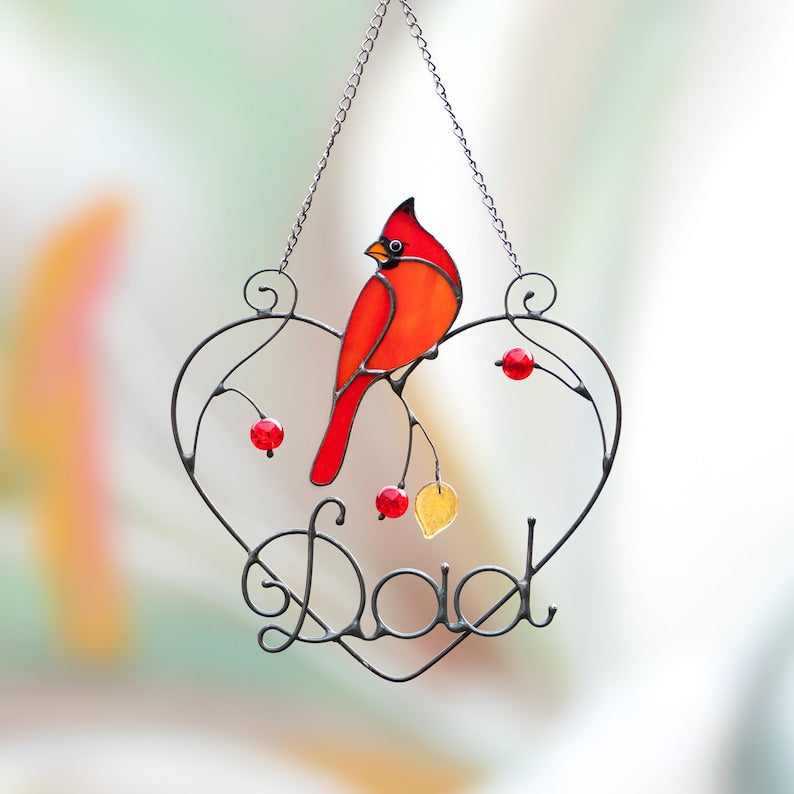 Redbird Stained Glass Window Decoration