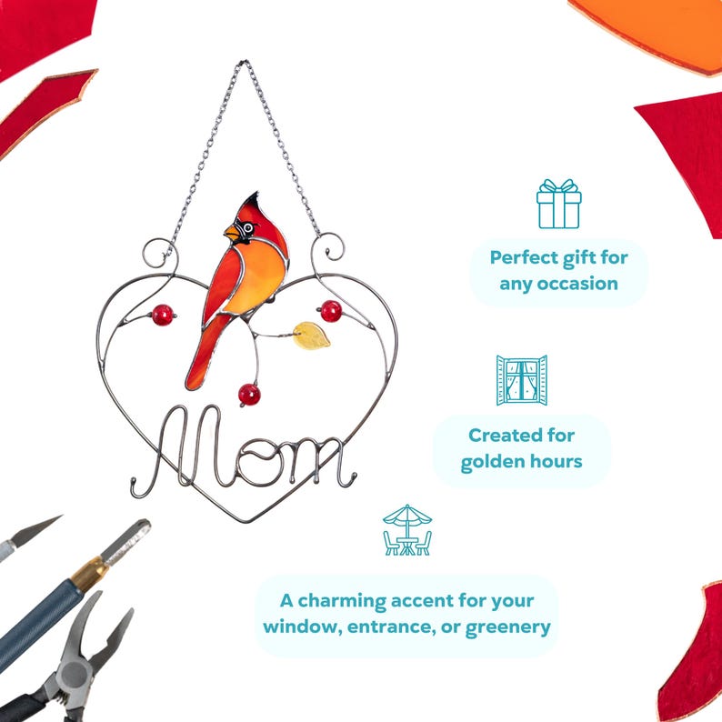 Redbird Stained Glass Window Decoration