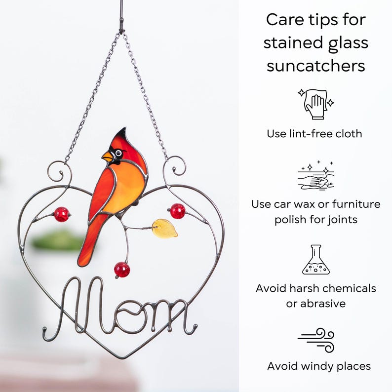 Redbird Stained Glass Window Decoration