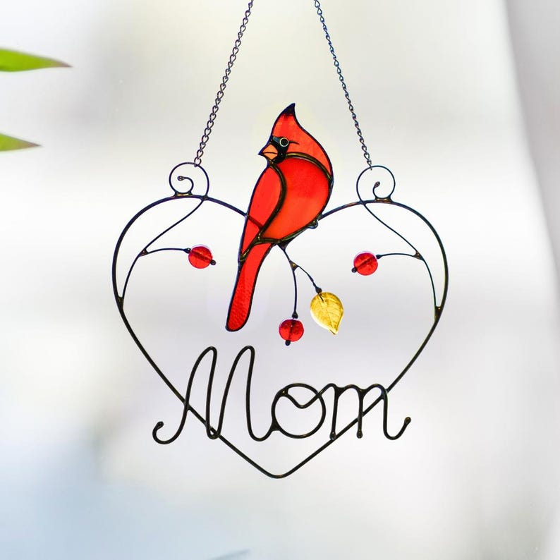 Redbird Stained Glass Window Decoration