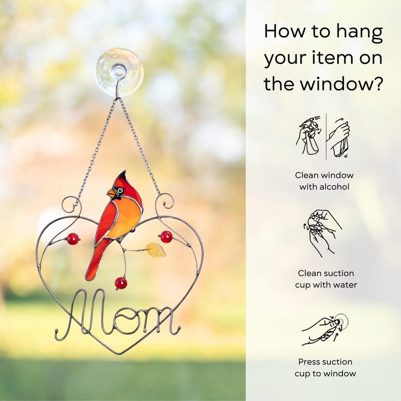 Redbird Stained Glass Window Decoration