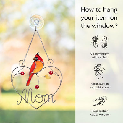 Redbird Stained Glass Window Decoration
