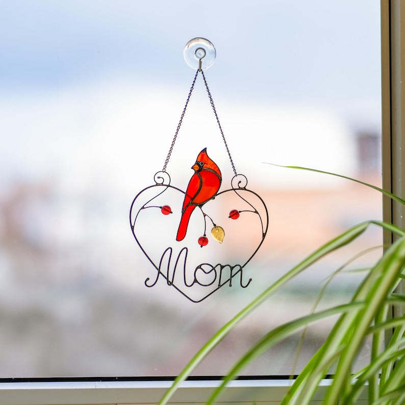 Redbird Stained Glass Window Decoration