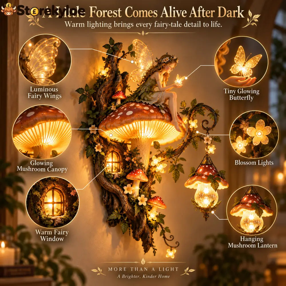 ⏰Limited Stock 50% OFF - 🧚✨ Enchanted Mushroom Fairy Wall Light 🍄🌿