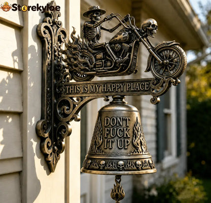 🐉 Skull Dragon Rider Bell – “This Is My Happy Place” Wall Bell - 🏍️ Skull Rider Bell