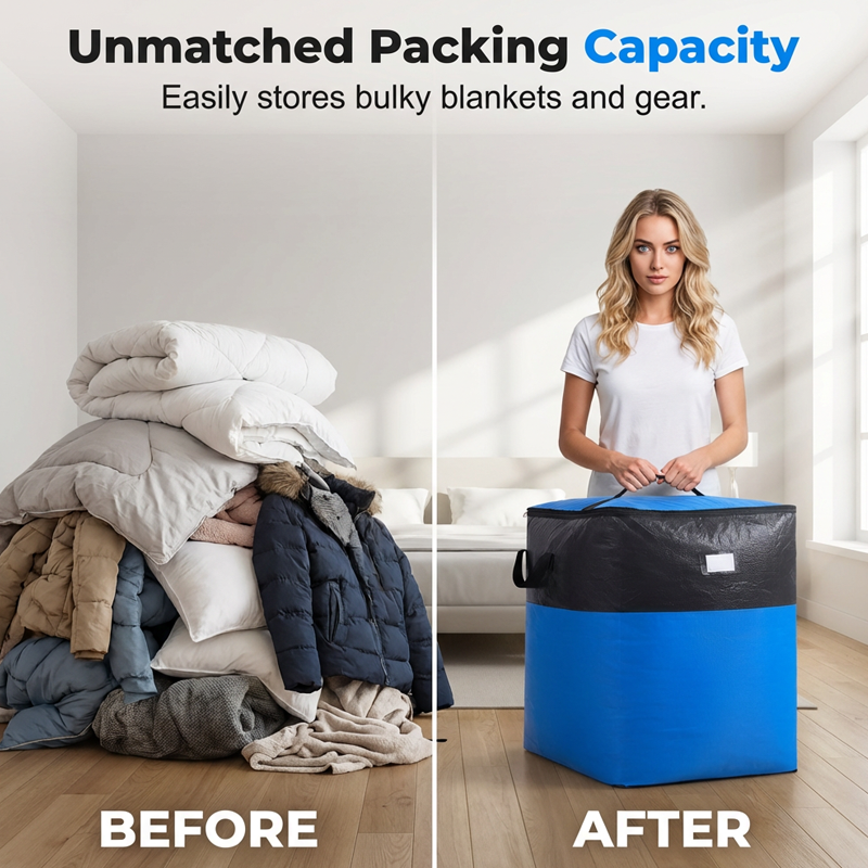 ⏰Last 4 hours Sale:£8.99!!🧳 Collapsible Storage and Moving Bag – Heavy-duty handles & zippered closure – Folds flat, perfect for moving, travel or closet organization – reusable & easy to clean 🏠3