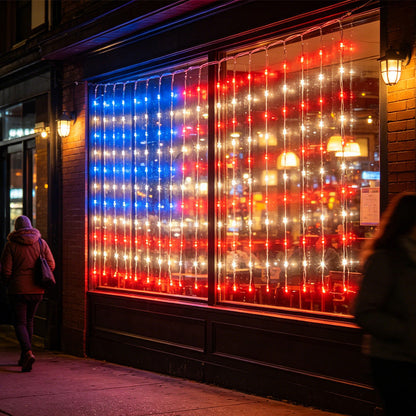 ❤️LIMITED-TIME 30% OFF! ✨ Patriotic Flag Net Lights – USB, Waterproof, 50,000-Hour ✨