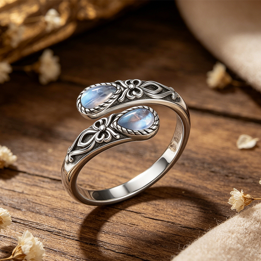 ⏳Limited-time 30% off⏰Vintage Adjustable Open Ring with Teardrop Glowing Zircon💧💍